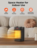 CHIKIT 1500W Small Space Heater with Adjustable Thermostat PTC-SH009 - BLACK Like New