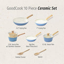 GOODCOOK 10-Piece Healthy Ceramic Titanium-Infused Cookware Set - Light Blue - Like New