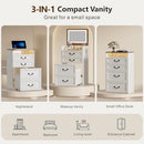 Farmhouse 3 in 1 Vanity with 2 Sockets USB, LED Small Makeup Desk - Like New