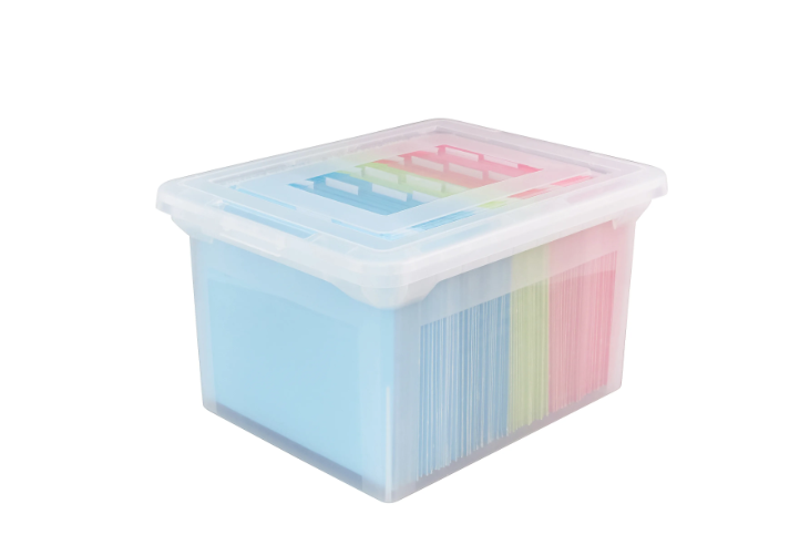 OFFICE DEPOT FILE TOTE WITH SNAP LID AND BUILT IN HANDLES, LETTER/LEGAL SIZE, 18 - Like New