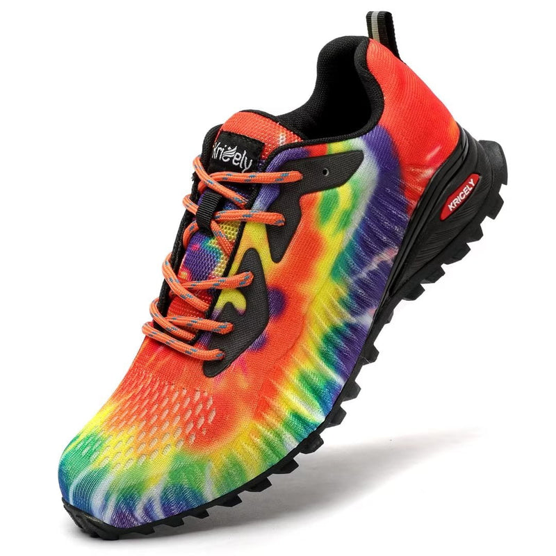 KRICELY MEN'S TRAIL RUNNING SHOES FASHION HIKING SNEAKERS - SIZE: 8.5 - RAINBOW - Brand New