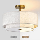 CALOKES 16" Double Drum Gold 3-Light Semi Flush Mount Ceiling Light - Brand New