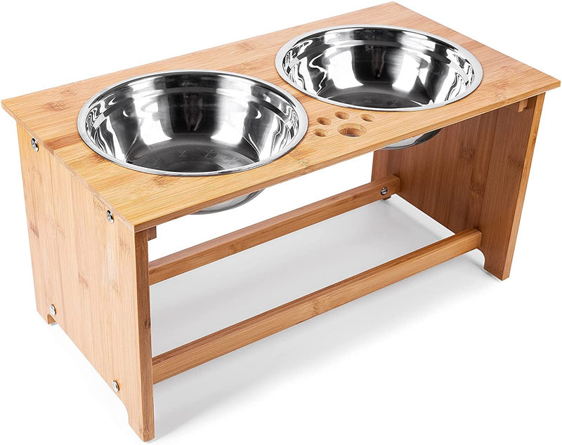 ZONETECH ZONE TECH ELEVATED BOWLS DOG AND CAT PET FEEDER PE0024 - OAK Like New