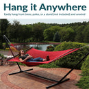 SUNNYDAZE DECOR LARGE 2-PERSON POLYESTER ROPE HAMMOCK WITH SPREADER BARS - RED - Like New