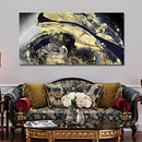 SchwartsCount Wall Art Canvas Abstract Art Paintings Black and Gold Fantasy - Like New
