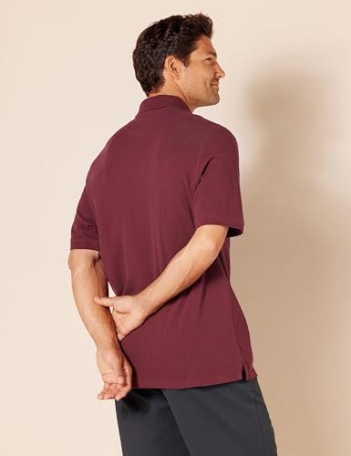 AMAZON ESSENTIALS MEN'S REGULAR-FIT COTTON PIQUE POLO SHIRT, SIZE L, BURGUNDY - Like New