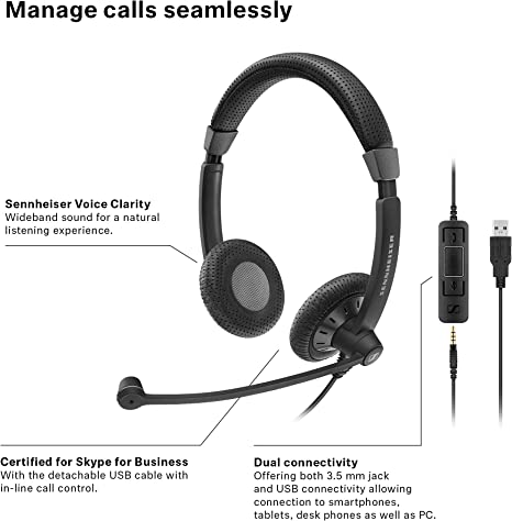 Sennheiser SC 75 USB MS Double-Sided Business Headset 507086 - Black New