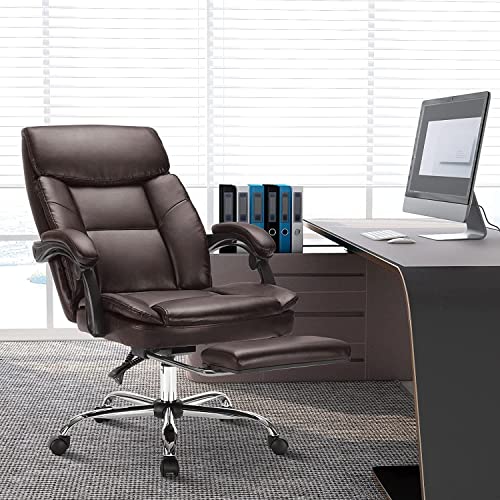 ZUNMOS EXECUTIVE OFFICE CHAIR ERGONOMIC BIG TALL LEATHER SWIVEL - BROWN - Like New