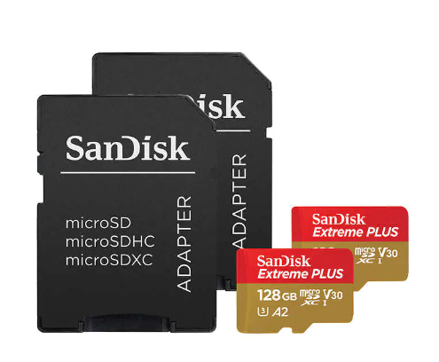 SanDisk Extreme Plus 128GB microSD Card 2-Pack SDSQXBZ-128G-ACDMC - Red/Yellow Like New