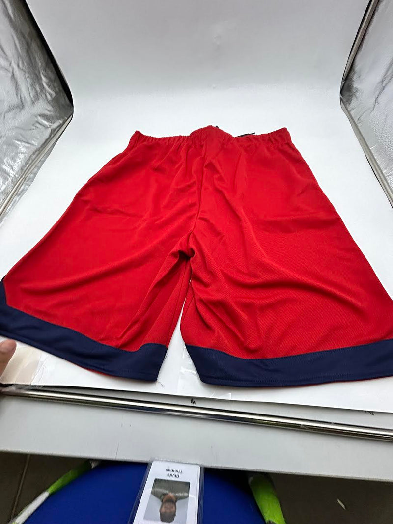JUMP START MEN'S LIGHTWEIGHT MOISTURE WICKING MESH SHORTS - SIZE: L - RED/NAVY - Brand New