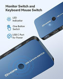 ABLEWE KVM Switch HDMI USB Switch for 2 Computers KVM-02BE-CM-BLUE - Blue - Like New