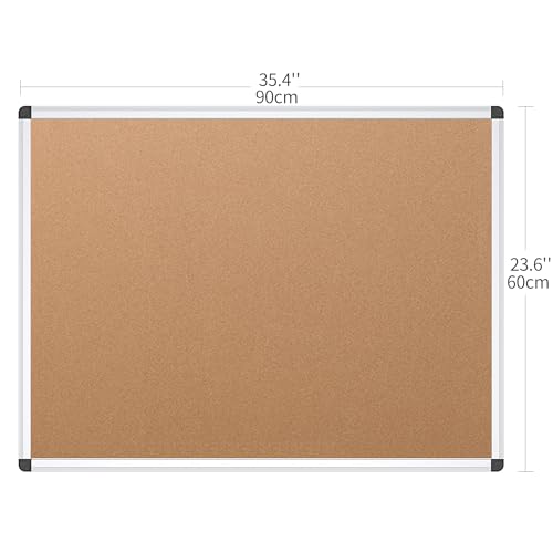 VIZ-PRO CORK NOTICE BOARD 36"X24" - SILVER ALUMINIUM FRAME - - Scratch & Dent