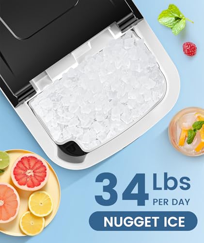 COWSAR NUGGET ICE MAKER COUNTERTOP PEBBLE MACHINE ONE-MORE OPERATION - SILVER - Like New
