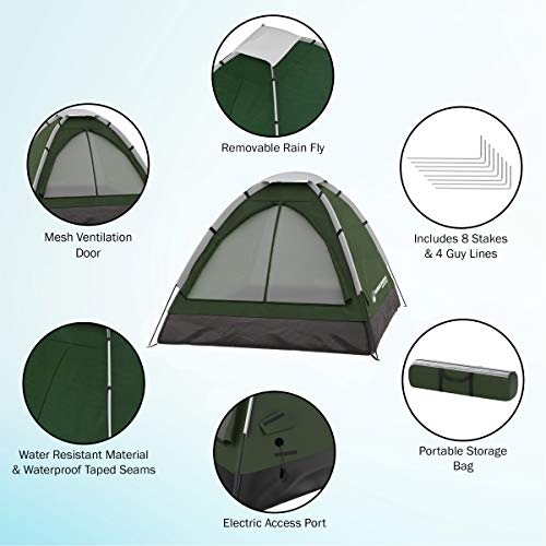 2 Person Camping Tent with Rain Fly and Carrying Bag - Water-Resistant Tent New