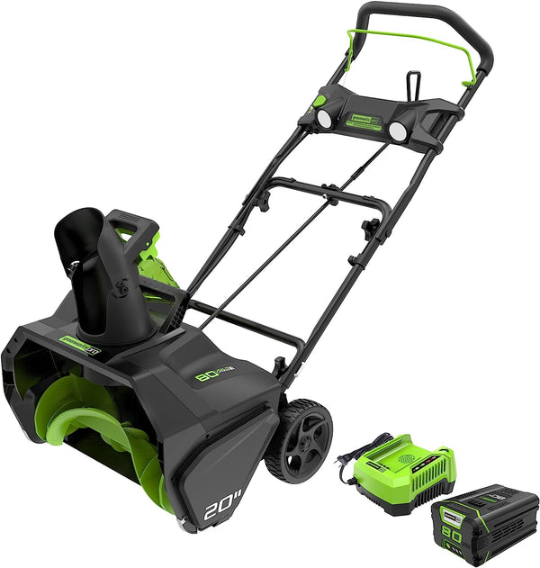 GREENWORKS PRO 80V 20" Cordless Battery Snow Blower, 2.0 Ah Battery & Charger Like New