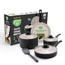 GREENLIFE SOFT GRIP 8 PIECE COOKWARE SET CC009157-001 - BLACK BEIGE - Like New