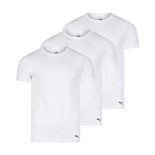 PUMA MENS MEN'S 3 PACK CREW NECK T-SHIRTS - SIZE: MEN XL - WHITE - Brand New