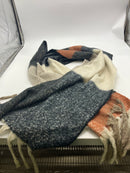 SCARF BLANKET SIZE 72IN X 18 IN - BIEGE/ ORANGE/ BLACK - Like New