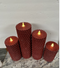Home Reflections Flameless Candles Diamond Glitter Pillars - Set of 4 - Red Like New
