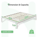 Novilla Queen Bed Frame, Metal Platform Bed Frame, Wood Slat Support - White - Like New