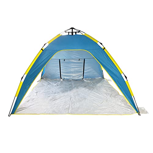BLISS HAMMOCKS POP-UP BEACH TENT W/CARRY BAG FOR EASY TRAVEL - BLUE AND YELLOW - Like New