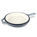 CHEFVENTIONS 10" ROUND CAST IRON SKILLET HEAVY DUTY ENAMELED - GRAY - Like New