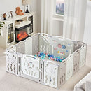 Albott Baby Playpen 14 Panels Foldable Baby Fence Game Panel - White+Grey - Like New