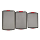 GOODCOOK MEGAGRIP SET OF 3 NONSTICK COOKIE SHEETS, SILICONE HANDLES - GRAY - Brand New