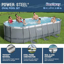 BESTWAY POWER STEEL 18' X 9' X 48" OVAL METAL FRAME ABOVE GROUND POOL - GRAY - Like New