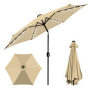 FRUITEAM Solar LED Outdoor Market Umbrella with LED Lights Tilt Crank - Beige - Brand New