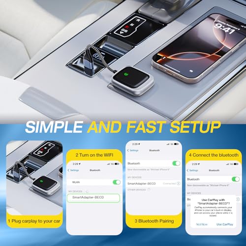 GUOWO Carplay Android Auto Wireless Adapter 2-in-1 Converts Wired, A23 - GRAY - Like New