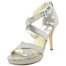 Michael Kors Womens Evie Platform Silver Glitter Size 8 M - Brand New