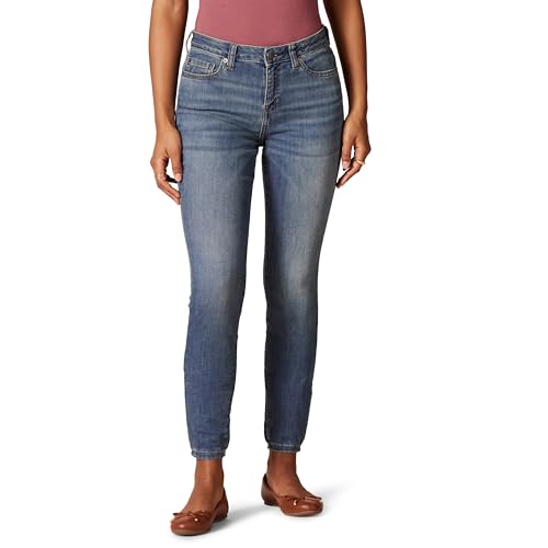AMAZON ESSENTIALS WOMEN MID RISE CURVY SKINNY JEAN SIZE 10 SHORT MEDIUM WASH - Brand New