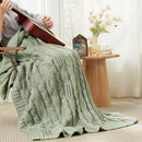AHJF022300565 AMELIE HOME CABLE KNIT CHENILLE THROW BLANKET 50x60 SAGE GREEN - Brand New