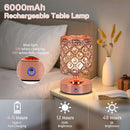 TOBUSA Crystal Cordless Rechargeable 6000mAh Table Lamp Bedside - Rose Gold - Like New