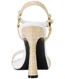 KL257921 WOMEN'S CYBIL EVENING ANKLE STRAP DRESS HEEL SIZE 8.5 NAT/WHITE - Like New
