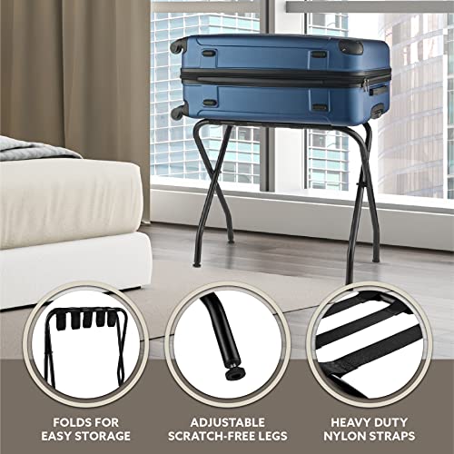 Bartnelli 2-Pack Folding Luggage Rack Collapsible Metal Suitcase Stand-BK/STEEL - Like New
