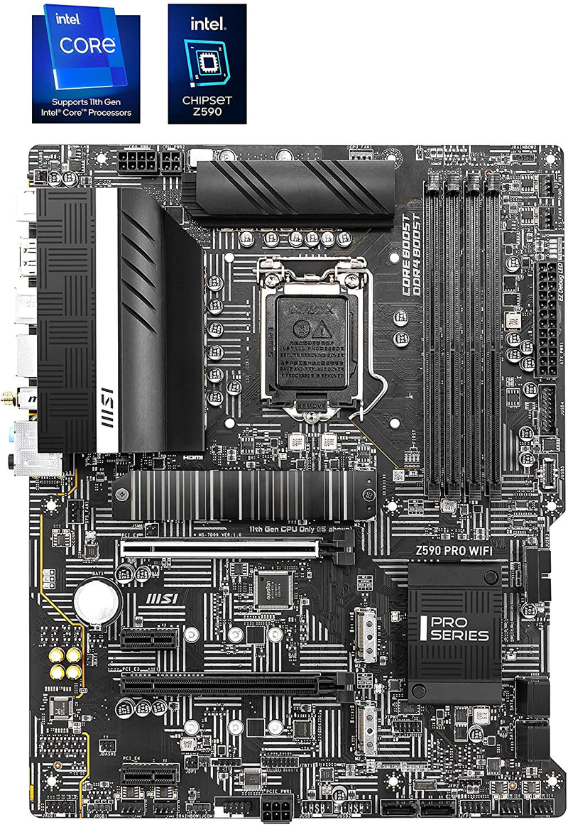 Z590 PRO WIFI ProSeries Motherboard ATX LGA 1200 Socket DDR4 M.2 Slots Like New