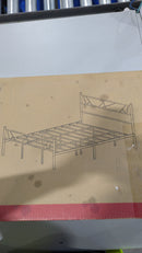 WOHOMO BED FRAME WITH HEADBOARD, HEAVY DUTY NO BOX SPRING NEEDED, QUEEN - BLACK - Brand New