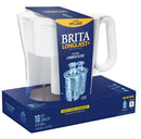 BRITA LARGE 10-CUP WATER FILTER PITCHER WITH 2 LONGLAST+ FILTERS, WAVE - Like New
