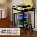 Vefunk Record Player Stand with Vinyl Storage - X003LFQOBV - Black - Brand New