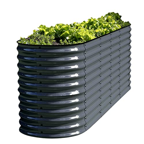 OLLE GALVANIZED RAISED GARDEN BED OUTDOOR: GARDEN PLAN MIDNIGHT GRAY - Like New
