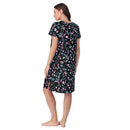 ARIA SHORT SLEEVE SPLIT NECK HENLEY COTTON NIGHTGOWN - SIZE: WOMEN 4X - BLACK - Brand New