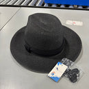 LIVINGSTON FASHIONABLE WIDE BRIM STRAW PANAMA HAT MEN & WOMEN ONE SIZE - BLACK - Brand New