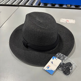 LIVINGSTON FASHIONABLE WIDE BRIM STRAW PANAMA HAT MEN & WOMEN ONE SIZE - BLACK - Brand New