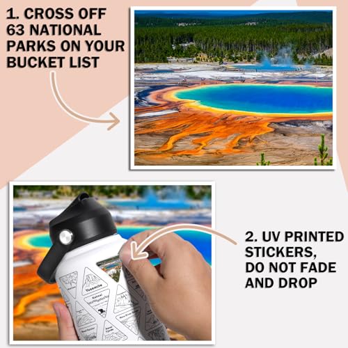 National Parks Water Bottle with Stickers 32oz Wide Mouth Leakproof 32OZ [WHITE] - Like New