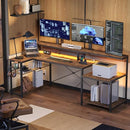 Bestier 71.5 inch Computer Desk with Power Outlets, L Shaped LED Home Office - Like New
