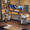 Bestier 71.5 inch Computer Desk with Power Outlets, L Shaped LED Home Office - Like New