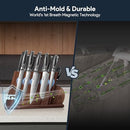 Piklohas 14 Pieces Kitchen Knife Set Magnetic Block Razor Sharp - Black/Cloud - Like New