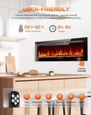 VISVEIL ELECTRIC FIREPLACE 60" REALISTIC FLAME HEATER - BLACK - Like New